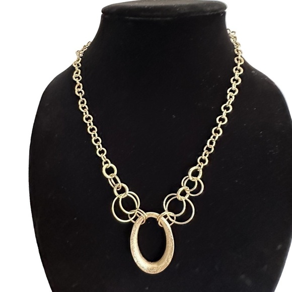 Layered Circle Chain Gold Tone Necklace - Picture 1 of 5